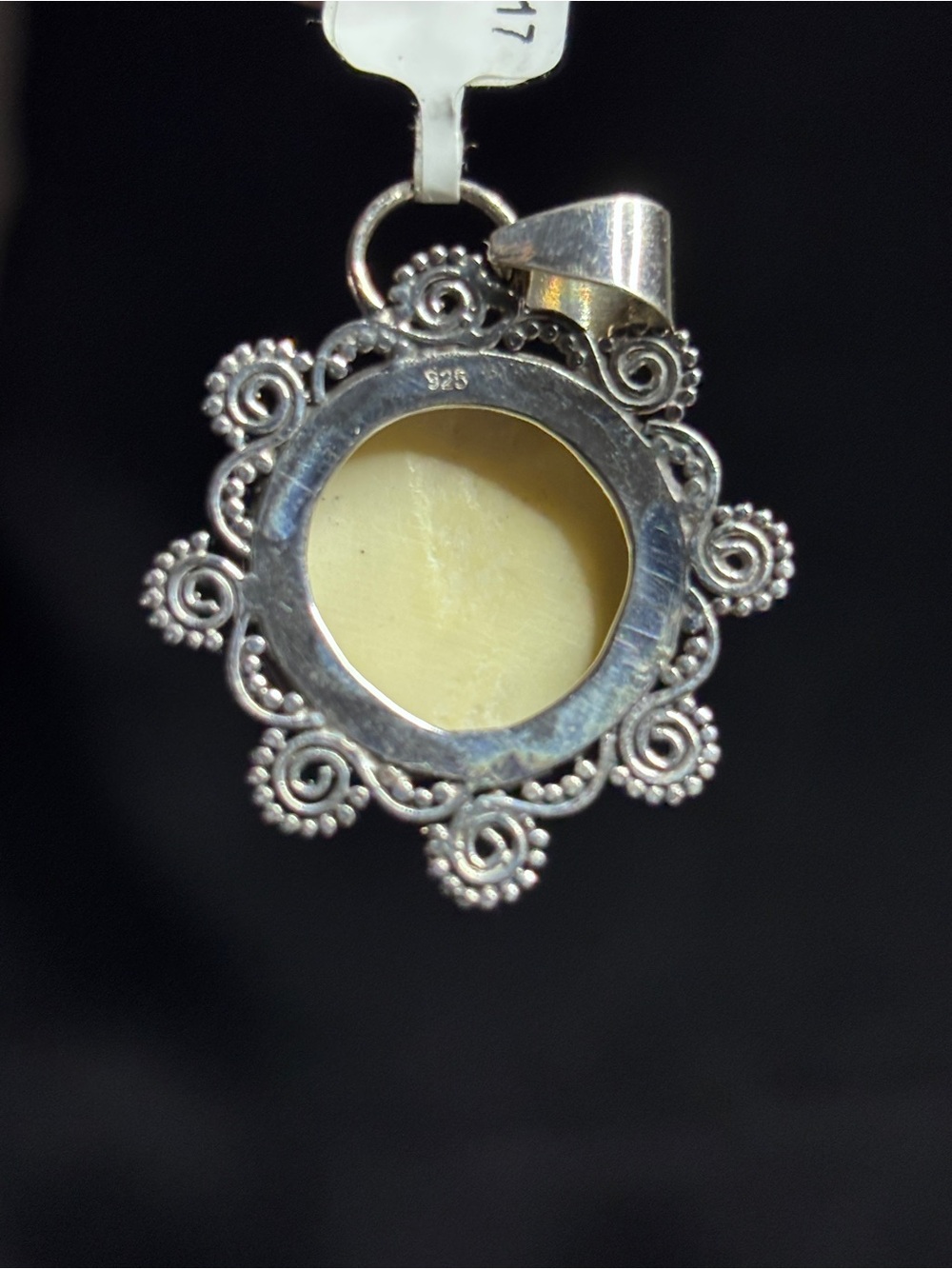 Silver 925 Cream Moon Face Goddess Pendant Sajen Style - Picture 4 of 6